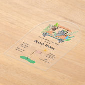 ボホベビーゾウ&モンキーゴルフベビーシャワー アクリル招待状 (レイダウン)