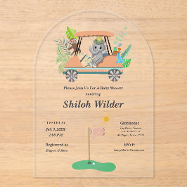 ボホベビーゾウ&モンキーゴルフベビーシャワー アクリル招待状