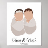 ボホベビーツインズガール&ボーイネーム子供部屋ポスター ポスター (正面)