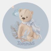 ボホベビーテディベアクラシックラウンドステッカー ラウンドシール (正面)