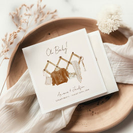 ボホベビーニュートラルシャワー招待状 スタンダードカクテルナプキン