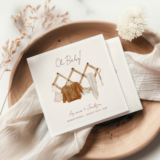 ボホベビーニュートラルシャワー招待状 スタンダードカクテルナプキン