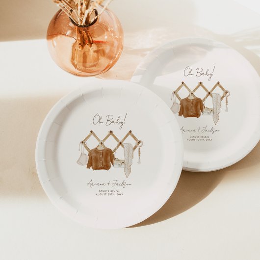 ボホベビーニュートラルシャワー招待状 ペーパープレート