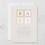 ボホベビーブロックシンプルズモダンテラコッタ | 招待状 (正面)