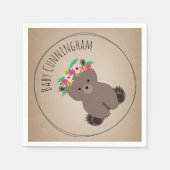 ボホベビーベアーキュブベビーシャワーナプキンズ スタンダードカクテルナプキン (正面)