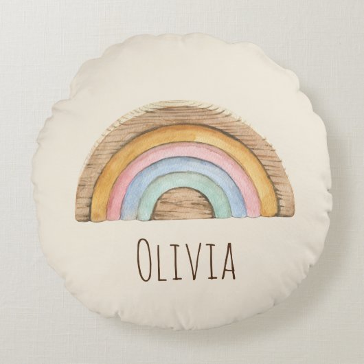 ボホベビーベージュウォーターカラートイズラウンドピロー ラウンドクッション (正面)