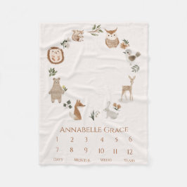 ボホベビーマイルストーンウッドランドアニマルリース フリースブランケット