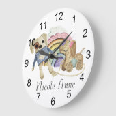 ボホベビールーム子供部屋トイズ水彩名 ラージ壁時計 (傾斜)