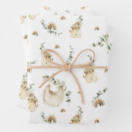 ボホベビー用ビブレインボウズ植物緑のパターン ラッピングペーパーシート