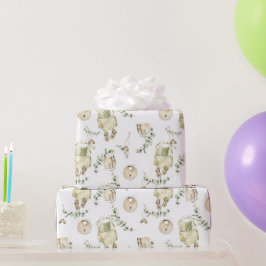 ボホベビー用ビブ緑のパターン ラッピングペーパー