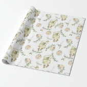 ボホベビー用ビブ緑のパターン ラッピングペーパー (アンロールド)