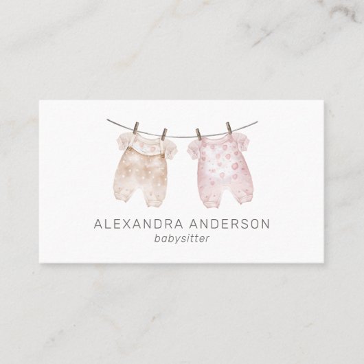 ボホベビー衣料品ウォーターカラーベビーシッター 名刺 (正面)