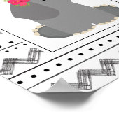 ボホベビー象フローラブラック+ホワイト子供部屋 ポスター (角)