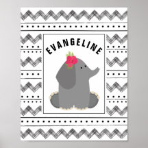 ボホベビー象フローラブラック+ホワイト子供部屋