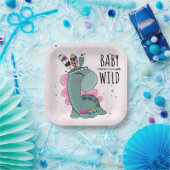 ボホベビー野生恐竜ガールベイビーシャワー ペーパープレート (パーティー)