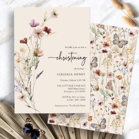 ボホベビー《キリスト教》洗礼式や命名式招待状 招待状