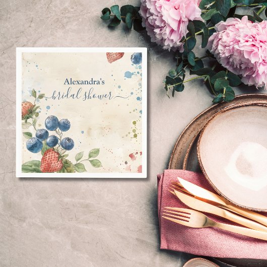 ボホベリースウィートストロベリーブライダルシャワー スタンダードカクテルナプキン