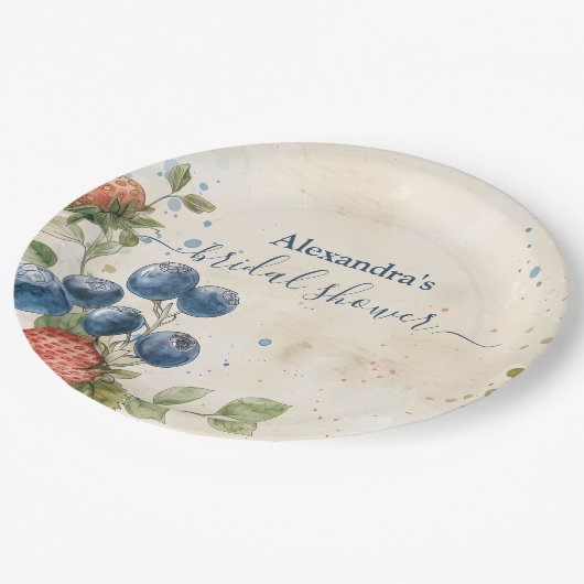 ボホベリースウィートストロベリーブライダルシャワー ペーパープレート (アングル)