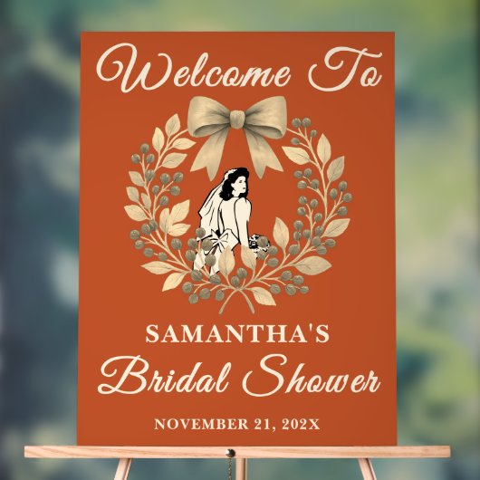 ボホベリー離れ秋ブライダルシャワー歓迎 アクリルサイン (ニュートラル)