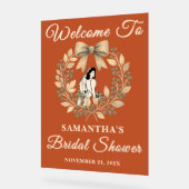 ボホベリー離れ秋ブライダルシャワー歓迎 アクリルサイン (傾斜)