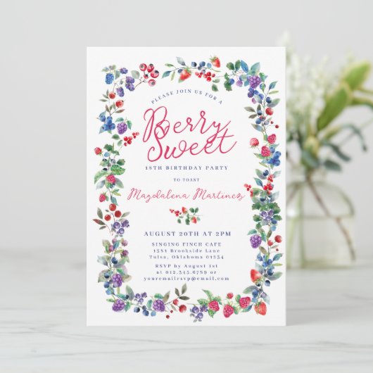 ボホベリ素朴ースウィートサマー18誕生日 招待状 (スタンド正面)