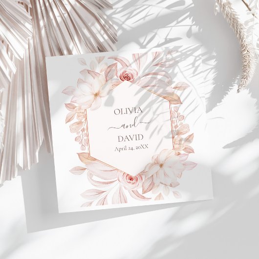 ボホベージュとピンクローズ結婚ズナプキン