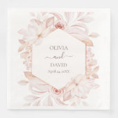 ボホベージュとピンクローズ結婚ズナプキン (正面)