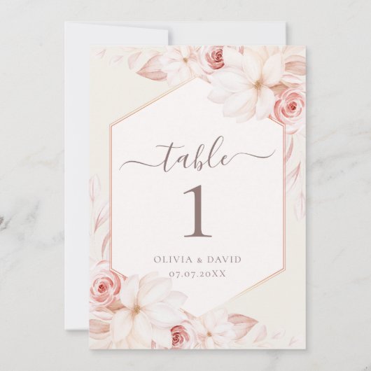 ボホベージュと赤面ピンクフローラテーブル番号 (裏面)