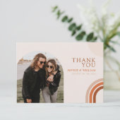 ボホベージュアーチ結婚ズフラットサンキューカード サンキューカード (スタンド正面)