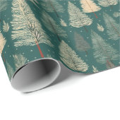 ボホベージュグリーンクリスマスツリーズホリデー ラッピングペーパー (ロールコーナー)