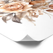 ボホベージュグレーフローラ植物羽根 ポスター (角)