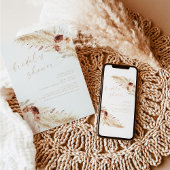 ボホベージュパンパスグラスブライダルシャワー 招待状