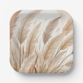 ボホベージュパンパスグラス結婚ズ ペーパープレート