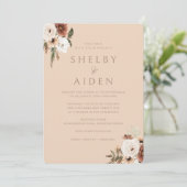 ボホベージュフローラミニマリスト結婚ニュートラル 招待状 (スタンド正面)