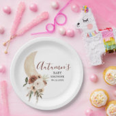 ボホベージュムーンフローラベビーシャワー紙プレート ペーパープレート (パーティー)