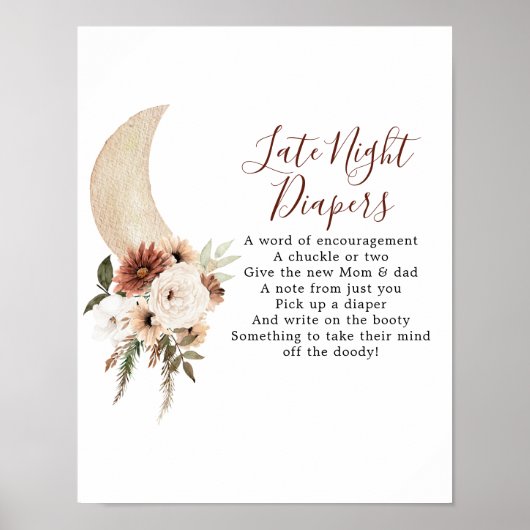 ボホベージュムーンベビーシャワー深夜おむつ ポスター (正面)