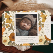 ボホベージュ秋フローラ生まれたばかりの誕生のお知らせ 招待状