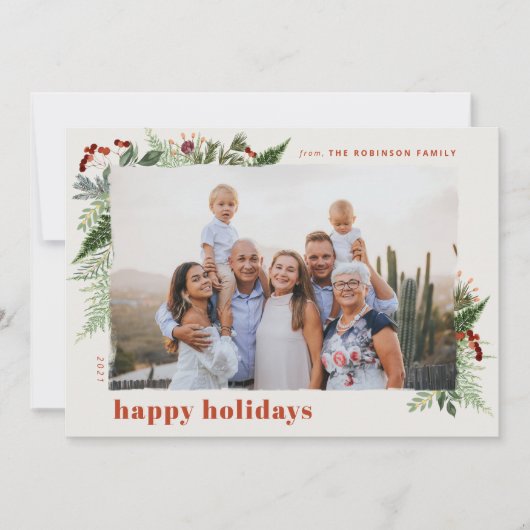 ボホベージュ自然テラコッタウォーター色の緑 シーズンカード (正面)