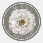 ボホベージュ色水彩フローラ結婚式の引き出物 ラウンドシール (正面)