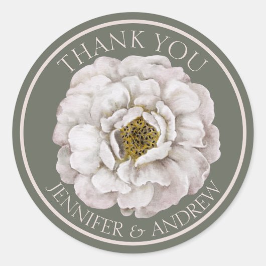ボホベージュ色水彩フローラ結婚式の引き出物 ラウンドシール (正面)