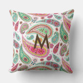 ボホペイズリー数々の色模様モノグラガーリーム クッション (正面)