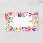 ボホペイントのモダン ウォーターカラー フラワー ウェディング プレイスカード (正面)