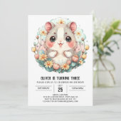 ボホペットパーティーハムスター誕生日 招待状 (スタンド正面)