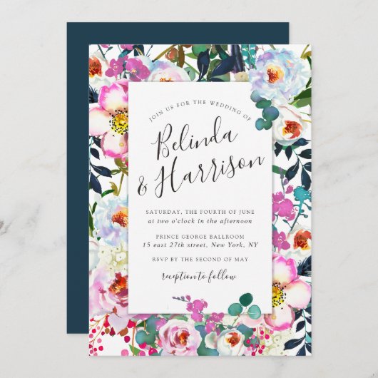 ボホペニーズフレーム結婚式招待状 招待状 (正面/裏面)