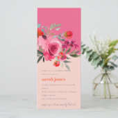 ボホホットピンクウォーターカラーフローラブライダルシャワー 招待状 (スタンド正面)