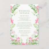 ボホホットピンクフローラリース庭園の結婚式詳細 エンクロージャーカード (正面)