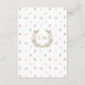 ボホホットピンクフローラリース庭園の結婚式詳細 エンクロージャーカード (裏面)