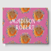 ボホホットピンク水彩野花結婚の ゲストブック (正面)