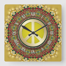 ボホホリデードリームズピースサテンレースマンダラ スクエア壁時計
