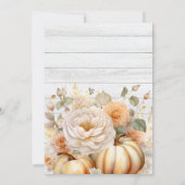 ボホホワイトおよび金ゴールドグリッターパンプキンスブライダル 招待状 (裏面)